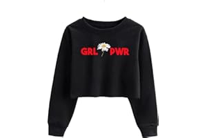 G-Amber Girls Crop Pullover Tops Kids Print Funny Letters Long Sleeve Sweatshirts