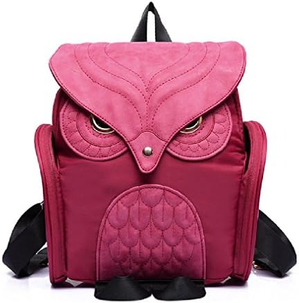 SP-CHARMING Stylish Cool Owl Backpack Unique owl shape design chic and trendy (Rose red)