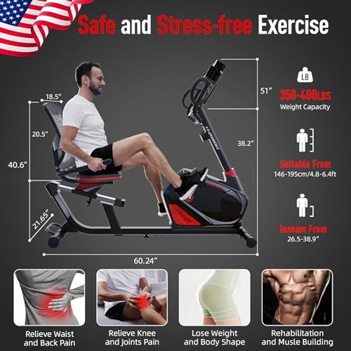 HARISON Bluetooth Recumbent Exercise Bike with Arm Exerciser, Recumbent bikes for Adult and