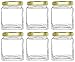 Nakpunar 8 oz Cube Square Glass Jars - Stackable - with Gold Lids for Jam, Honey, Wedding Favors, Shower Favors, Baby Foods, DIY Magnetic Spice Jars (6)