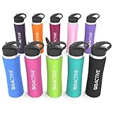 GO Active Insulated Water Bottle with Straw. Stainless Steel Double Wall Sport bottle keeps ice cubes over 24 hours!