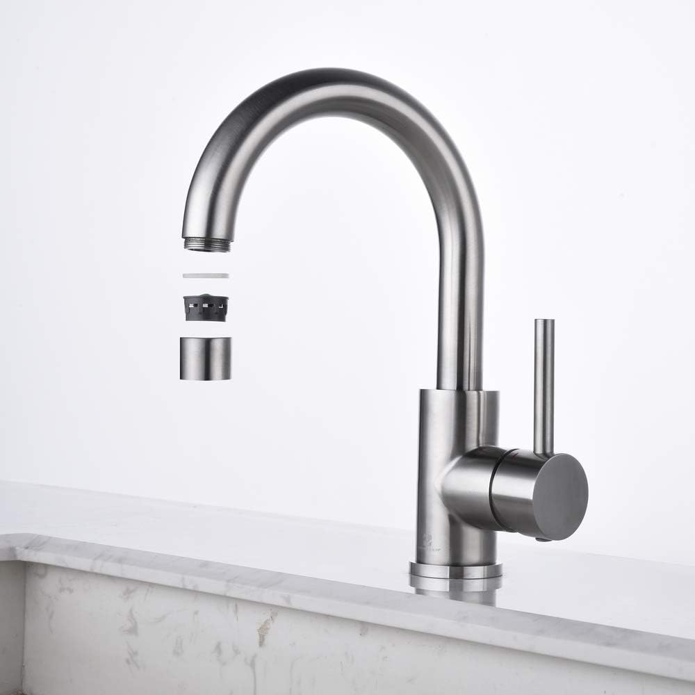 Bar Sink Faucet, HOMELODY Bathroom Faucet 304 Stainless Steel 360° Swivel Brushed Nickel Small Kitchen Faucet Tap, Lavatory Faucet, Grifo - - 