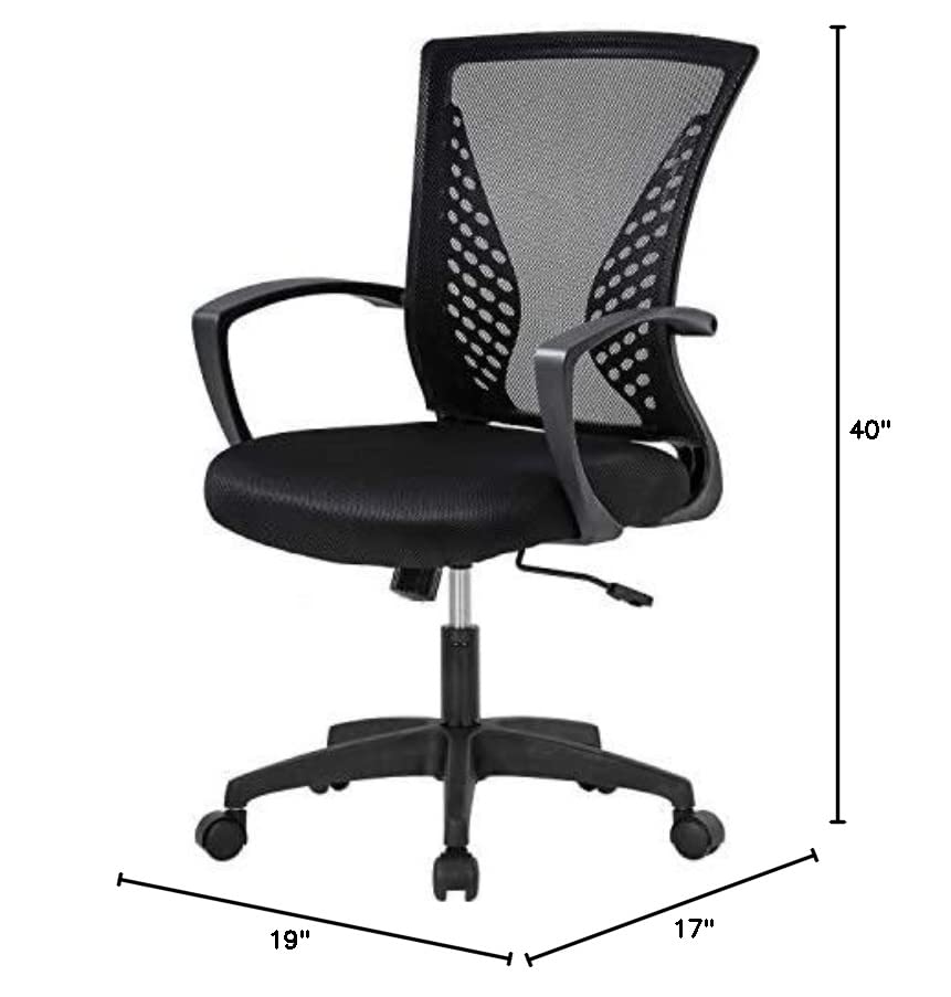 Home Office Chair Mid Back PC Swivel Lumbar Support Adjustable Desk Task Computer Ergonomic