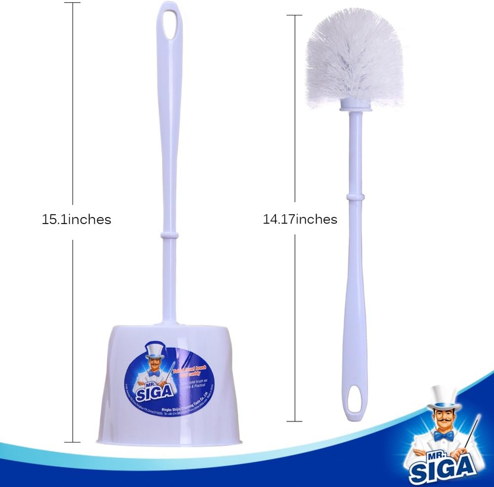 MR. SIGA Toilet Bowl Brush and Caddy, Dia 12cm x 38cm Height, Pack of 2 Set: Home & Kitchen