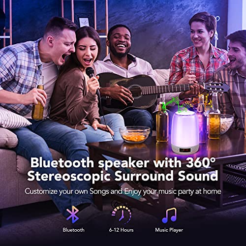 Kids Night Lights for Kids Room,Baby Night Light with White Noise,Color Changing Nursery Night Lights for Kid Sleep,Touch Battery Nightlight for Children with Bluetooth Speaker&Alarm Clock for Bedroom