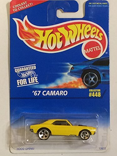 Hot Wheels - '67 Camaro (Chevrolet) - Collector #448 - Yellow Body Color - 5 Hole Wheels - Malaysia