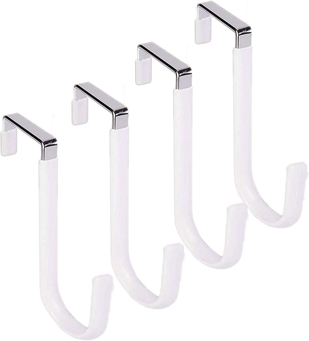 iHMeiju Over The Door Hooks Set of 4 White Hangers 20lb Load Capacity