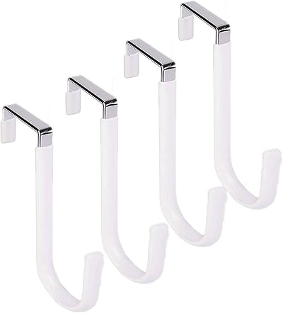 iHMeiju Over The Door Hooks Set of 4 White Hangers 20lb Load Capacity