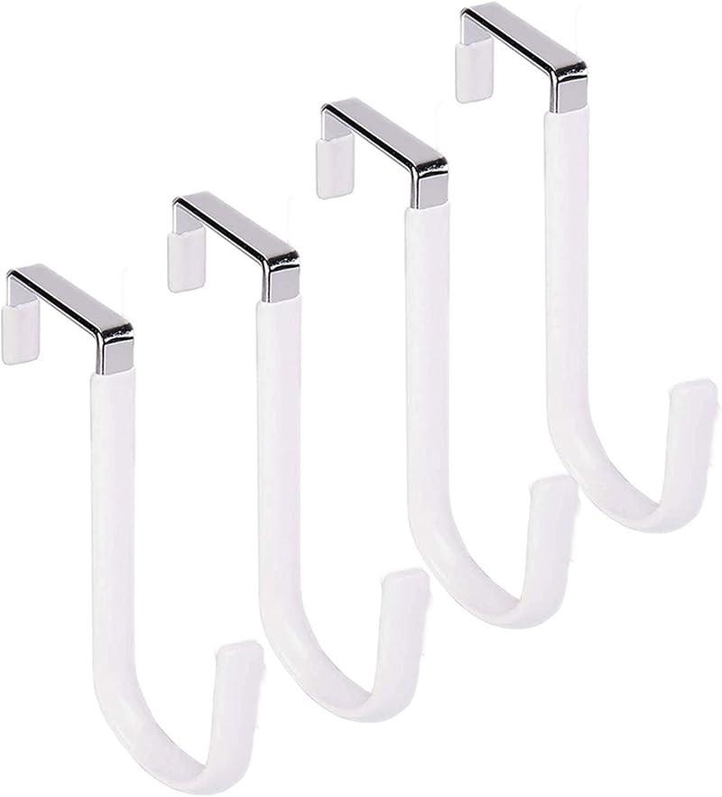 iHMeiju Over The Door Hooks Set of 4 White Hangers 20lb Load Capacity