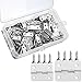 Hicarer 60 Pieces Small Hinges Retro Decorative Mini Hinges and 300 Pieces 7 mm Micro Tiny Screws with Storage Box for Dollhouse Door Cabinet Crafts Wooden Jewelry Box Outdoor Decor, 2 Sizes (Silver)