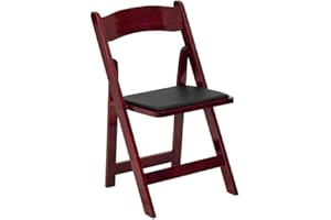 Flash Furniture 4 Pack HERCULES Series Mahogany Wood Folding Chair with Vinyl Padded Seat