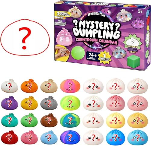 SLEEPHEAD®Dumpling Squishies, Squishies Dumpling Mystery Advent Countdown Calendar, 24 PCS Random Surprise Squishies Toys