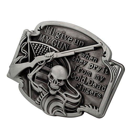 Buckle rage adult mens gun rights text shotgun skeleton…