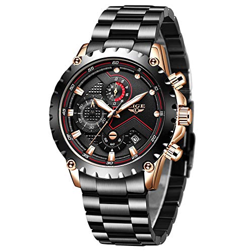 LIGE-Relojes-Hombres-Acero-Inoxidable-Impermeable-30M-Deportes-Reloj-Cuarzo-Analogico-Moda-Fecha-Negocios-Clasico-Negro-Hombres-Relojes