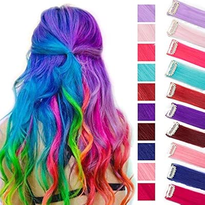 2255cm Extensiones De Cabello Clip Mechas De Colores Fantasía 10 Tirasset Pelo Sintético Natural Para Niñas Muñecas Postizos Pelucas Accesorios