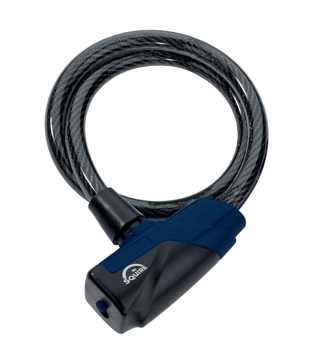 Squire Locks Kilda 10/600 Integrated Bicycle Cable Lock – Tough Lightweight Cable Bike Lock – 600 mm Locking Length – 10 mm Diameter Steel Cable – Includes 3 Keys