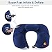 Andake Foldable Neck Pillow, Quick Inflating Deflating Comfortable Portable with Detachable Pillowcase (Gray/Blue, Mouth Blowing/Push-Button Blowing) (Mouth Blowing Blue)