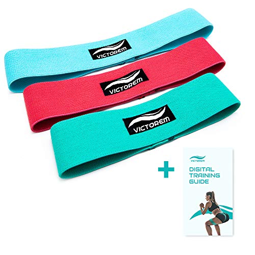 Victorem Resistance Hip Booty Bands Set - Fabric Bands for Glutes and Legs Exercise - with Digital Workout Guide (Best Leg Exercises For Glutes)