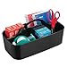 mDesign Plastic Office Storage Organizer Caddy Tote with Handle for Cabinet, Countertop, Desk, Workspace - Holds Erasable Pens, Colored Pencils, Washi Tape, Notebook - Large - Black