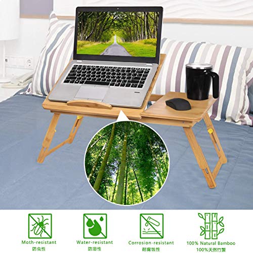 Laptop Desk, Bamboo Adjustable Lap Desks Table, Foldable Bed Desk with
