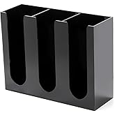 Suwimut Acrylic Coffee Cup and Lid Storage Organizer Holder, 3 Compartments Disposable Paper Cup Dispenser Clear Plastic Cups