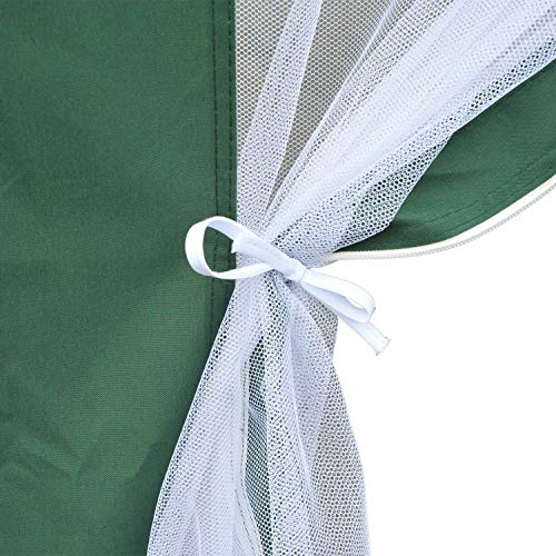 FDInspiration Green Steel Outdoor Gazebo Canopy Patio Shelter Garden Party Tent Awning Sun Shade w/Netting with Ebook