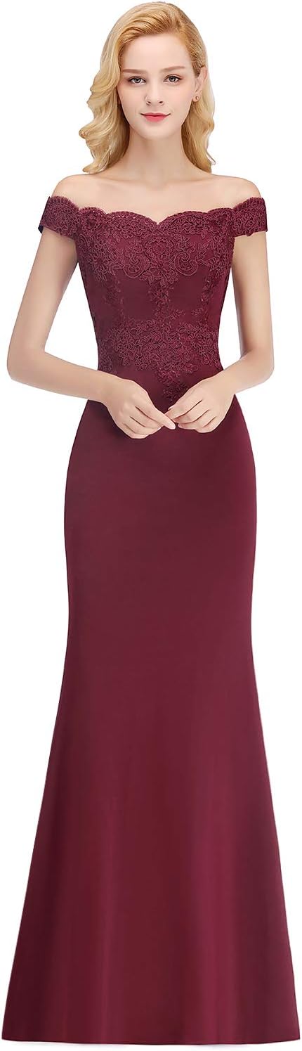 MisShowOff-Shoulder Mermaid Long Evening Formal Prom Dresses for Women Elegant Gowns