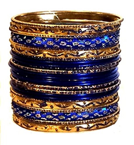 Set of dark royal blue bangle bracelets for women