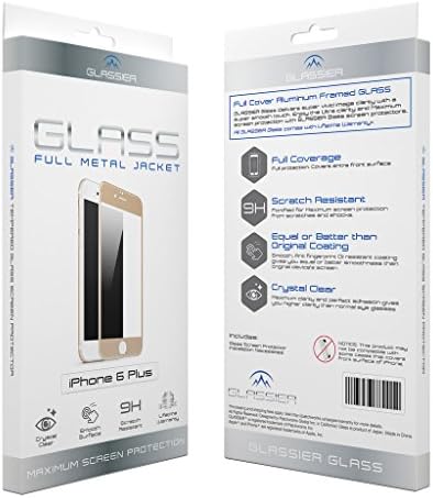 GLASSIER Full Metal Jacket Tempered Glass Screen Protector Gold for iPhone 6s Plus 6 Plus - Full coverage front surface