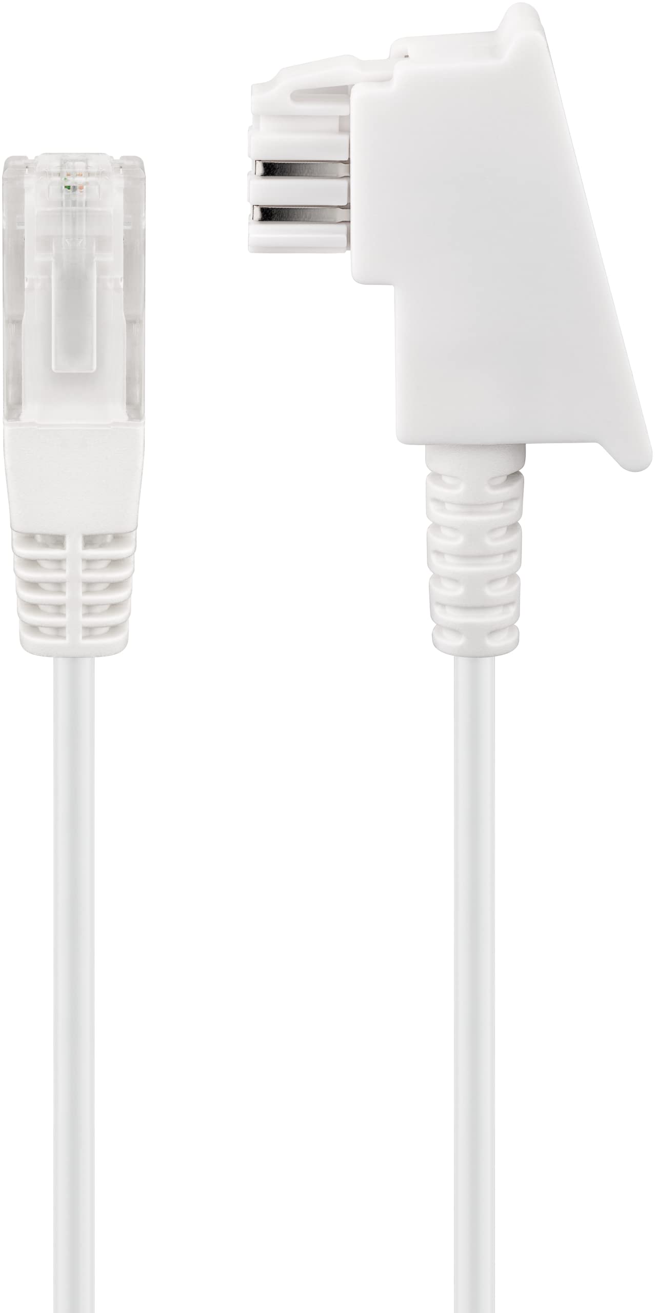 goobay 60673 router cable, telephone cable, connection cable for DSL/ADSL/VDSL, TAE-F plug to RJ45 plug (8P2C), white, 15 m