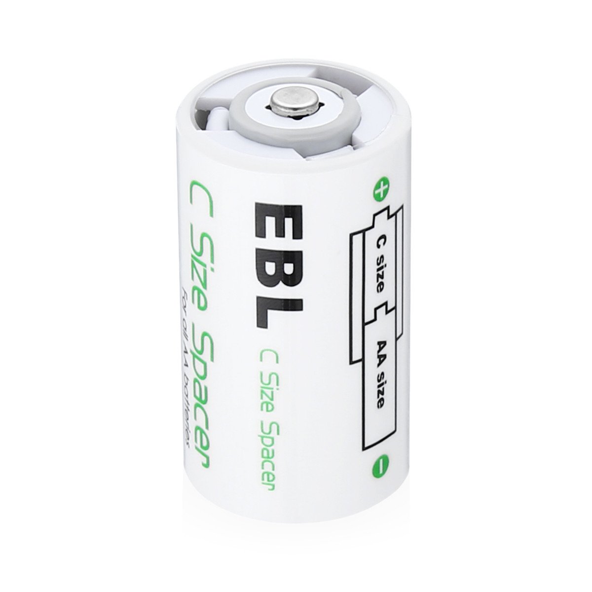 EBL 4Pcs AA to C Size Battery Spacers, AA to C Adapters, AA to C