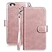 Vofolen 2-in-1 Case for iPhone 6S Plus Case iPhone 6 Plus Wallet Card Holder Detachable Flip Cover Magnetic Folio PU Leather Protective Slim Shell with Wrist Strap for iPhone 6 Plus 6S Plus -Rose Gold