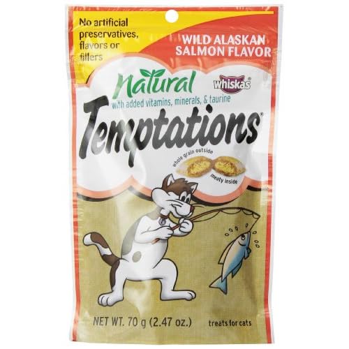 All Natural Temptations Wild Alaskan Salmon Flavor Treats for Cats, 2.47-Ounce Pouches (Pack of 12) image