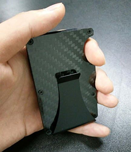 Carbon Fiber Money Clip, RFID Blocking Wallet, Slim Design Credit Card Business Card ID Holder for Men, Black