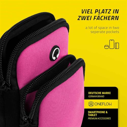 ONEFLOW Premium Sports Armband for Running Mobile Phone Compatible with Samsung Galaxy Xcover 4S, Soft Case, 2 Compartments, Sports Arm, Pink