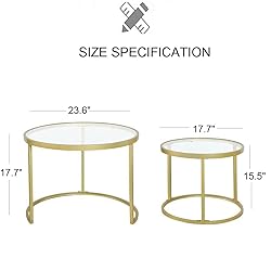 HEONITURE Gold Nesting Coffee Table Set of 2, Small