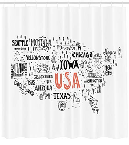 Ambesonne Usa Map Shower Curtain By United States Of America