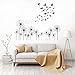 decalmile Black Dandelions Wall Decals Flying in The Wind Birds Wall Stickers Bedroom Living Room Office Home Decoration