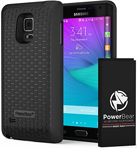PowerBear Note Edge Extended Battery [6000mAh] UPGRADED (Up to 2X Extra Battery Power) - Black [24 Month Warranty]