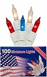 Nantucket Home Patriotic 100 Mini Lights Red White and Blue Indoor Outdoor Use Decoration
