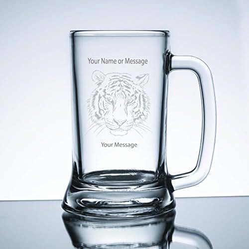 Engraved Male Tiger Beer Mug with Your Message Handmade