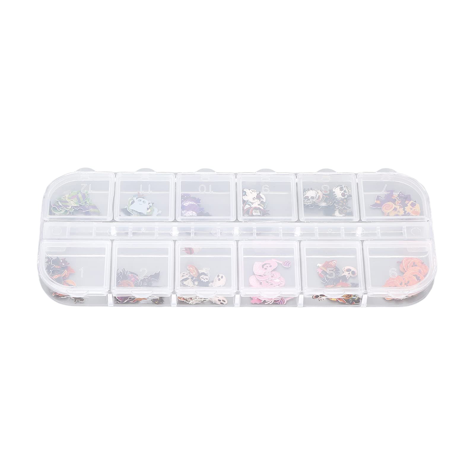 12 Grids Nail Art Stickers, Different Halloween Patterns Manicure Decorative Kit for Nails Face, Fun and Colorful Designer Nail Stickers