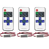 FAVOLCANO (3 Pack) Mini LED Controller Dimmer with 11 Key RF Wireless Remote Control DC 5~24V 12A for Single Color 3528 5050 LED Strip Lights