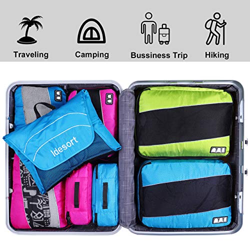Packing Cubes Luggage Suitcase Organizer Bags for Travel Accessories 8 Set (Rose Blue)