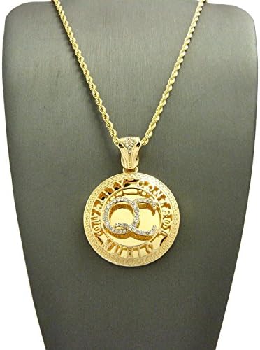 NEW 'QC' QUALITY CONTROLL PENDANT &amp;3mm/24" ROPE CHAIN HIP HOP NECKLACE XZ114RCG