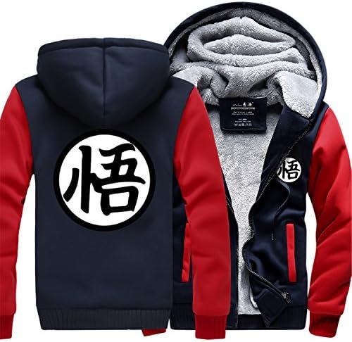 elrjghe Men's Pullover Winter Sweatshirts Anime Dragon Ball Z Son Goku Thicken Jacket Fleece Hoodies 01 4XL
