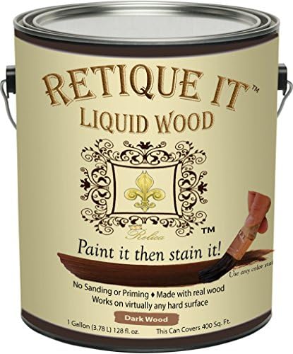 Retique It Liquid Wood - Dark Wood Gallon - Paint it then stain it - Stainable Wood Fiber Paint - Put a fresh coat of wood on it (128oz Dark Wood)