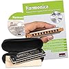 CASCHA Mundharmonika Lern-Set inklusive hochwertiger Harmonika in C-Dur diatonisch, Französischer Einsteiger Schule, Case und Pflegetuch, ideal für Anfänger und Erwachsene
