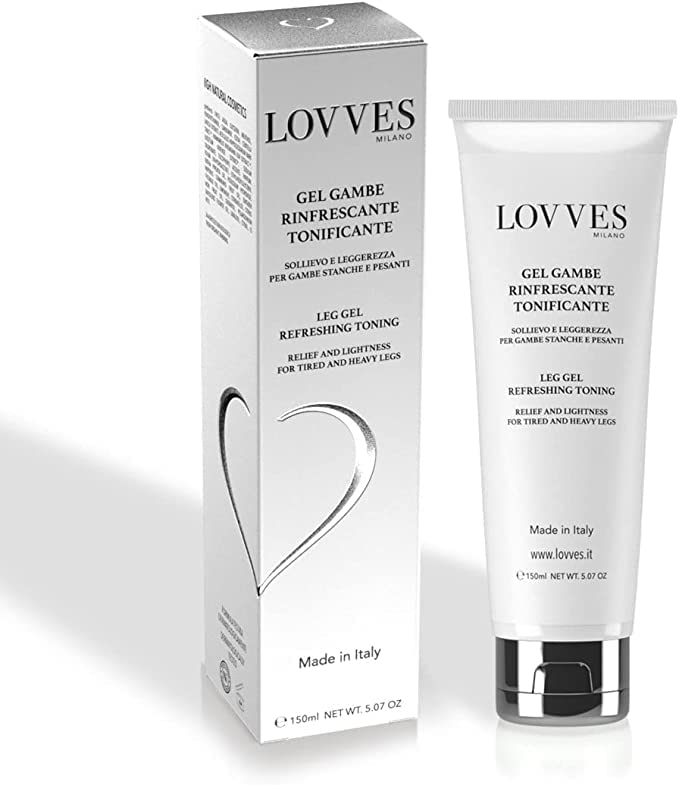 LOVVES Leg and Foot gel, High Natural Cosmetics, Refreshing and Toning, Eliminates Swelling, Guarantees Relief and Lightness to Tired and Heavy Legs, Dermopurifying,150 ml Format