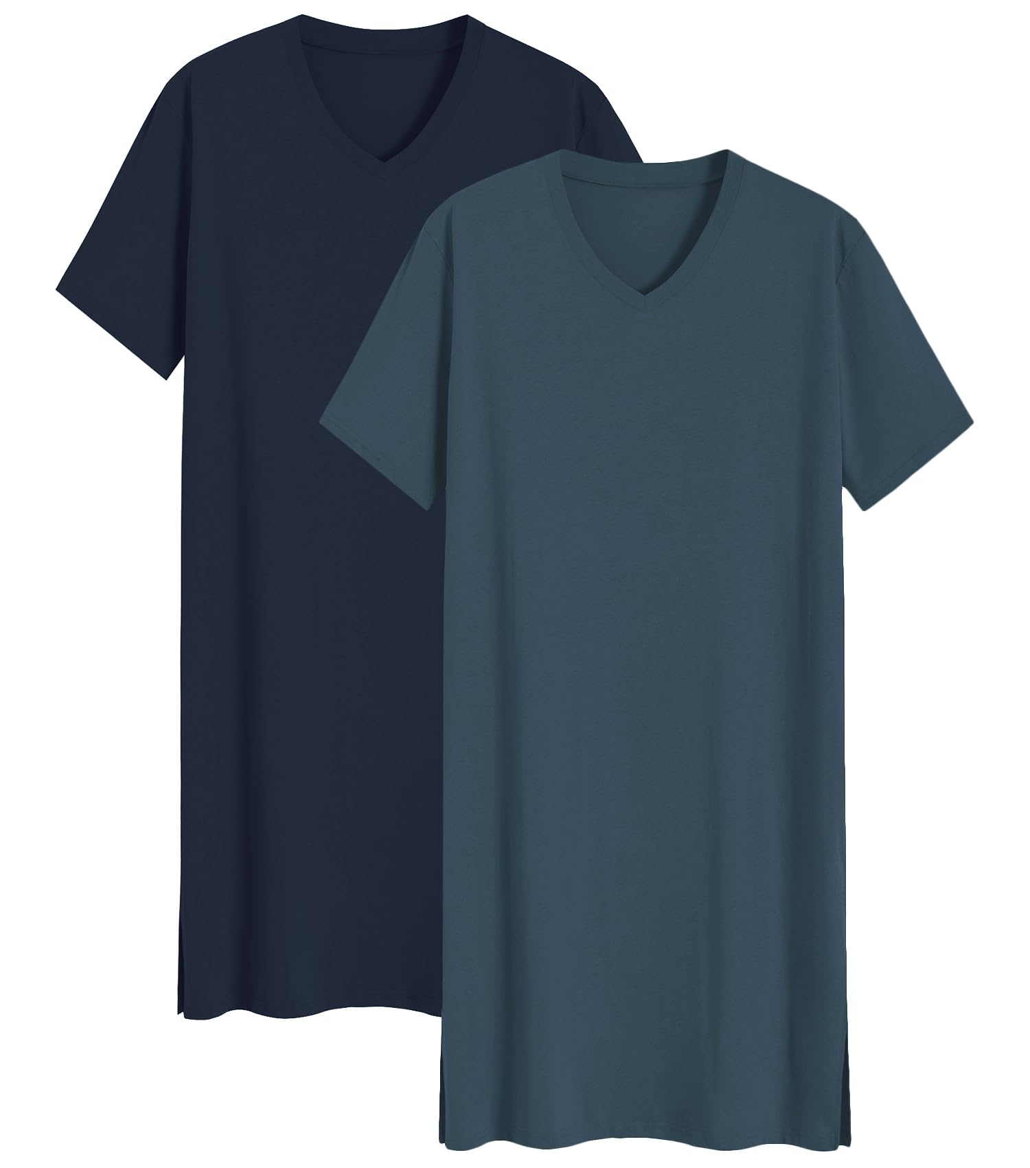 Photo 1 of Latuza Men's 2 Pack Nightshirt Cotton Sleep Shirt Nightgown XXL Navy Steel Blue